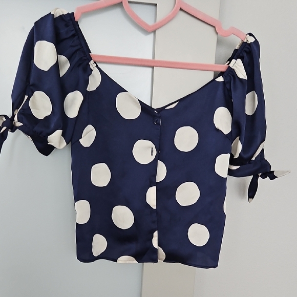 Sage Navy and White Polka Dot Blouse - Picture 1 of 5